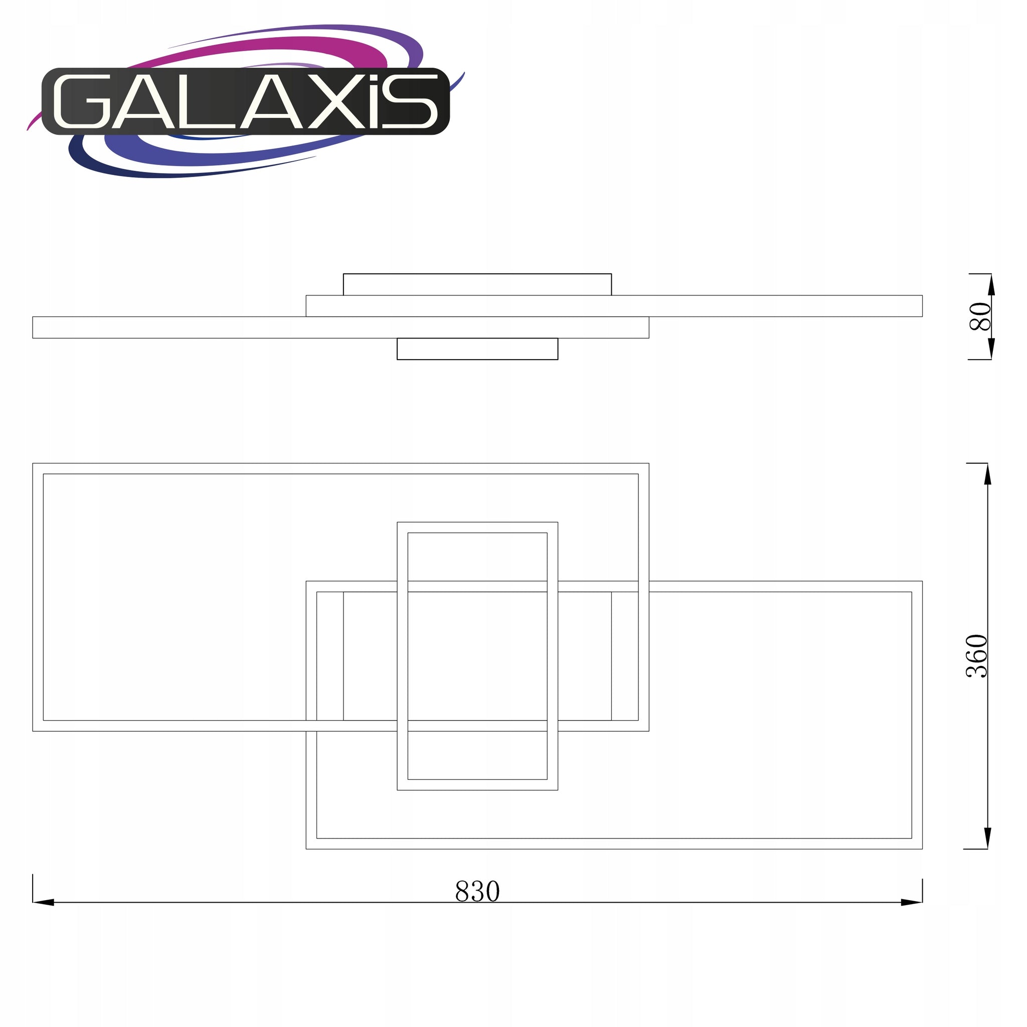 LED šviestuvas Galxis 36x83cm + nuotolinio valdymo pultas 90W, 9900lm