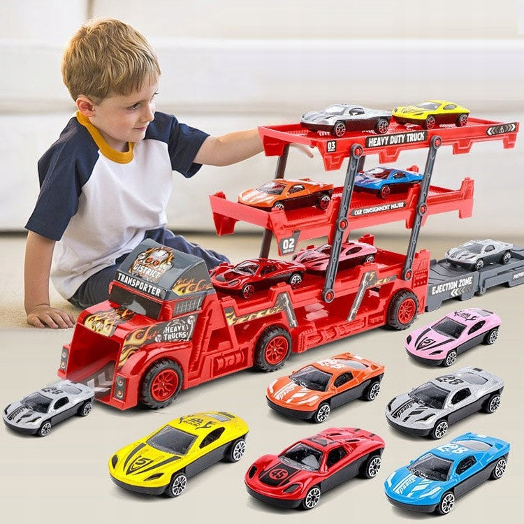 TIR vilkikas + 6 žaisliniai automobiliai