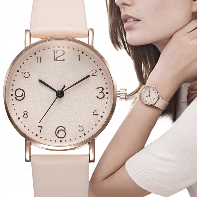 Moteriškas laikrodis su siauru dirželiu SLIM smėlio spalvos